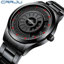 CRRJU Fashion Men Watch Top Luxury Brand Unique Style Watch Men Quartz Watch Waterproof Big Dial Sports Watches Retro Relogio 210517