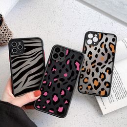 Fashion Leopard Pattern Cases For iPhone 13 12 11 Pro Max XS XR 8 Plus Matte Bumper Shockproof Clear Cover