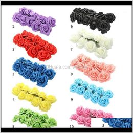 Decorative Wreaths Festive Party Supplies & Garden50Pcs 7/8Cm 8Cm Artificial Pe Foam Big Rose Flowers Bridal Bridesmaid Bouquet Wedding Home