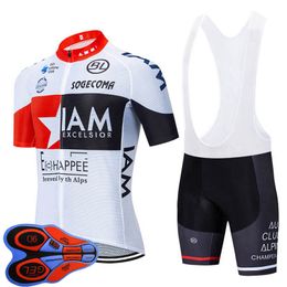 IAM Team Breathable Mens cycling Short Sleeve Jersey Bib Shorts Set Summer Road Racing Clothing Outdoor Bicycle Uniform Sports Suit Ropa Ciclismo S210050774