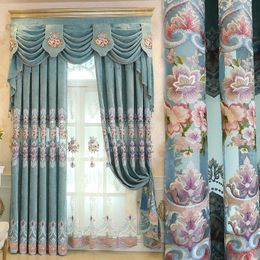 High-end Luxury Chenille Embroidered Window Curtains Fashion Living Room Bedroom Blackout Curtain & Drapes