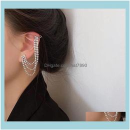 Charm Earrings Jewelryinswind Nightclub Korean Light Luxury Full Of Diamond Tassel Gradients Layer Hook Ear Clip Temperament Fashion 925 Sie