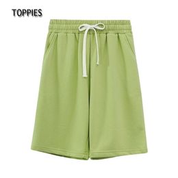 Toppies Summer Shorts Women High Waist short femme Solid Color Side Pockets Casual Streetwear 210724