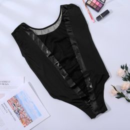 Women's Jumpsuits & Rompers Fashion Women Hollow Out Bodysuit Black Sexy Clubwear Gauze Transparent Bodysuits Body Mujer Femme
