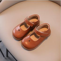 Autumn Girls Leather Shoes Fashion Solid Colour Baby Girl Shoes Casual Kids Sneakers Soft Bottom Toddler Shoes Size 21-30