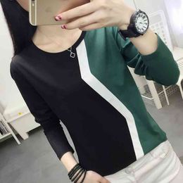 T-shirts Fashion Woman Autumn Long Sleeve T Shirt Women Casual 3XL Plus Size O-neck Cotton T-shirt Tshirt Women Tops B872 210602