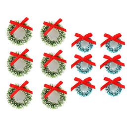 Christmas Decorations Mini Wreaths Tiny Wreath 12Pcs Artificial Miniature Frost Sisal Tree For