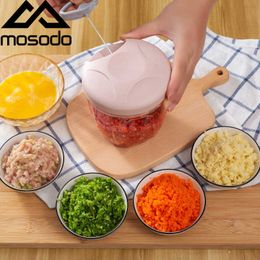 Mosodo Garlic Crusher Manual Meat Grinder Chopper Vegetable Cutter Fruit Hand Shredder Food Processor Kitchen Accessories Tools 210706