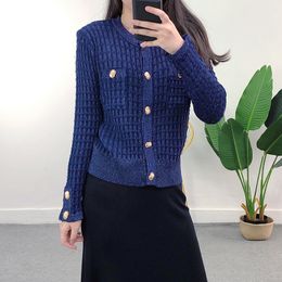 816 2021 Runway Autumn Brand SAme Style Sweater Long Sleeve Crew Neck Pink Blue Cardigan Fashion Clothes High Quality Womens yuecheng