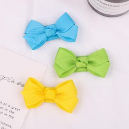 Hair Accessories 2.4 Inches 1pc Grosgrain Ribbon Clips For Cute Girls Boutique Solid Bows Hairpins Barrettes Headwear Kids