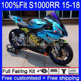 Injection Mould Fairings For BMW S 1000RR S1000-RR S1000RR 15 16 17 18 Bodywork 2No.0 S 1000 RR S-1000RR S1000 RR 2015 2016 2017 2018 100% Fit OEM Bodys kit Blue Shark Fish