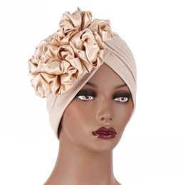 size 16 women clothing UK - Turbans Hat Plain Hijab For Women African Headtie Stick Diamond With Flower Inner Caps Head Wrap Size 25*16 Cm Ethnic Clothing