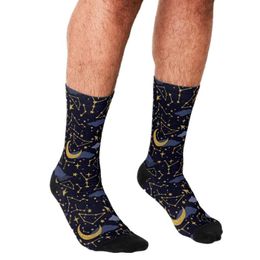 Men's Socks Funny Celestial Stars And Moons Pattern Printed Hip Hop Men Happy Cute Boys Street Style Crazy For