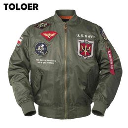2021 Military Jackets Men Autumn Vintage Top Gun Streetwear Hip Hop Coats Men's Letter Punk Bomber Flight Air Force Pilot Jacket Y1109