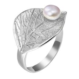 Lotus Fun Real 925 Sterling Silver Natural Pearl Handmade Designer Fine Jewellery Creative Open Ring Leaf Rings for Women Bijoux 211217