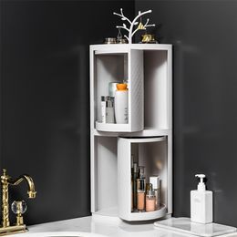 360 Rotating Bathroom Kitchen Storage Rack Organizer Shower Shelf Tray Holder Accessories Sets 210423