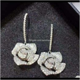 Dangle & Chandelier Jewellery Drop Delivery 2021 High Quality Zircon Stereo Camellia Rose Flower Dress Earrings Accessories Fjpsi