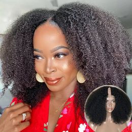 Glueless Kinky Curly U Part Wigs Virgin Unprocessed 250 Density Gluelesss 100% Human Hair Middle Open V Sahpe Wig Curl Wig