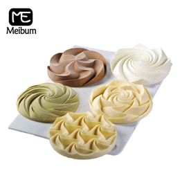 Meibum Cream Flower Brownie Mousse Mould Spiral Silicone Cake Mould French Dessert Pan Muffin Pastry Tray Tart Ring Baking Tools 211110