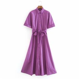 Summer Women Poplin Shirts Dress Short Sleeve Sashes Bow Tie Casual es Female Elegant Street Fashion vestidos 210513