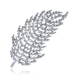 Fashion Jewellery Feather Brooches Hollow Out Crystal Leaf Brooch Bride Wedding Pins