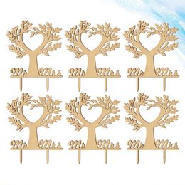 wooden pick Canada - Other Festive & Party Supplies 3pcs Creative Cupcake Toppers Romantic Wedding Cake Insert DIY Wooden Decorated Pick Decor Favors
