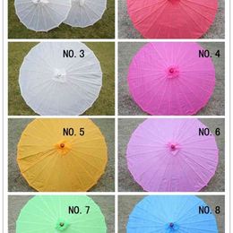 Free Chinese colored fabric umbrella, white pink parasols, China traditional dance color parasol, Japanese silk props 210721