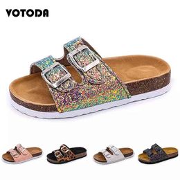 Summer Beach Slippers Women Bling Flip-Flops Men Fashion Non-Slip Beach Sandals Cork Soft Outdoor Slides Unisex Shoes Plus Size C0330