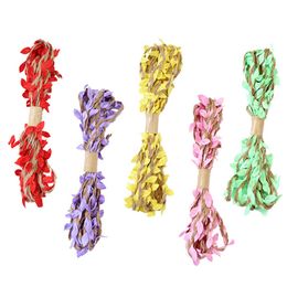 3M 10M Christmas Halloween Party Decoration Artificial Leaf Natural Hessian Jute Twine Rope Burlap Ribbon DIY Craft Vintage For Home Wedding