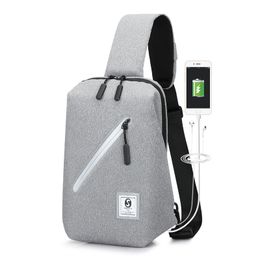 Business Man Chest Bags Wit USB Charging Port High Quality Oxford Waterproof Single Shoulder Back Bag Fashion