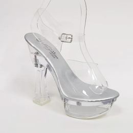 Sandals Mclubgirl 10365 Series 15cm Heel 6.5cm Platform For Women 2022 Clear With Flower Nightclub Sexy Show LFD