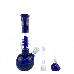 Glass Bong Smoking Water Pipes Shisha Hookah 11 inch Coil Pipe Hookahs Philtre Beaker Bubbler W/ ICE Catcher Purple Bongs