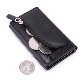 Smart Wallet Magnet Closing Anti-theft Blocking Card Case Box Card Holder Men and Women Unisex PU Leather