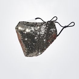 Sequin Face Mask Shiny Bling Reusable Masquerade Party Decoration Cotton Cloth Sequins Masks Women Girls Adult Dust Protective HY0350