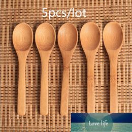 5Pcs/Lot Bamboo Jam Spoon Wood Baby Honey Spoon Delicate Kitchen Using Condiment Small Scoop More Size Teaspoon