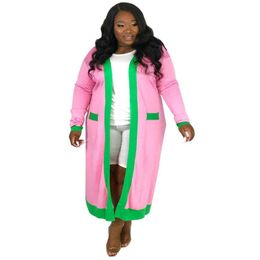 Women's Trench Coats Stylish Women Windbreaker Side Open Collar Loose-fitting Club Solid Color Pink Green Greek Letter Sorority Symbol Coat