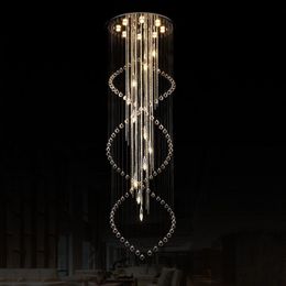 Modern LED Crystal Chandelier Double Spiral Superdense K9 Chandelier Crystal Stair Lamp Hotel Villa Crystal lighting