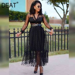 High Elastic Waist Black Transparent Mesh Material Half-body Skirt Two Piece Suit Women Fashion Tide Summer 7D0015 210421