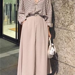 Mid-Calf Summer Women Skirt Ladies Vintage High Waist Femininas with Belt Solid khaki Long Female Pleated School S 210423