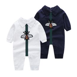 Sommer Baby Stickerei Tier Muster Langarm Overall Junge Gekämmte Baumwolle Lnfant Klettern Kleidung Neugeborenen Pyjama Heraus