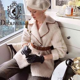 Dabuwawa Thick Real Wool Winter Women Fur Coat Warm Trendy Furry Female Coat Jacket Pocket Fur Outerwear Female DT1DFR012 210520