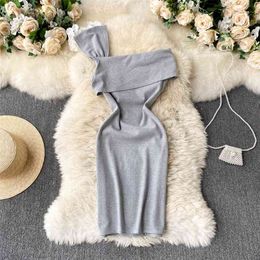 Women's Spring Fashion Asymmetrical One Shoulder Korean Hip Mini Dress D091 210507