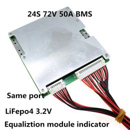 Battery Management System 72V 24S 50A BMS same port with Equaliztion module indicator for 72V lifepo4 battery packs