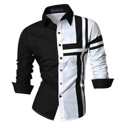 Jeansian Men's Dress Shirts Casual Stylish Long Sleeve Designer Button Down Slim Fit Z014 White 210626