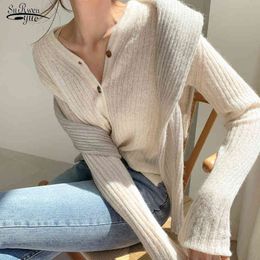 Autumn Winter Women Sweater Cardigan Oversize V neck Knit Girls Outwear Korean Chic Tops Suete Mujer Poncho 12234 210521