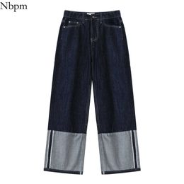 Nbpm Fashion panelled Baggy Jeans Boyfriend Style Jeans Woman High Waist Wide Leg Pants Denim Trousers Streetwear Girls 210529