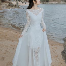 Summer Women White Lace See Through Long Sleeve Hollow Out Backless Maxi Vacation Beach Dress 210415