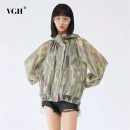 Print Thin Casual Jacket For Women Hooded Long Sleeve Loose Short Sun Protection Tops Female Fashion Stylish 210524