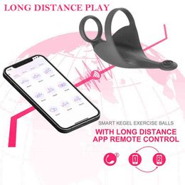 Nxy Sex Vibrators Bluetooth Testicle Vibrator for Men Penis Massager Ring Dildo Toys Cuisine Belt App Remote Control Prostate Massage 1208