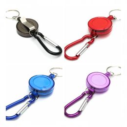 Pure Color Retractable Keychain Party Favor Metal Ring ID Badge Lanyard Chain Clip Holder Belt Holiday Gift RH3474